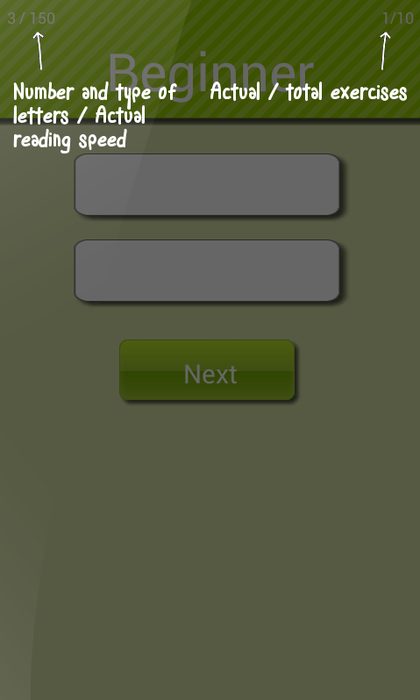 Speed Reading Game statistics screen